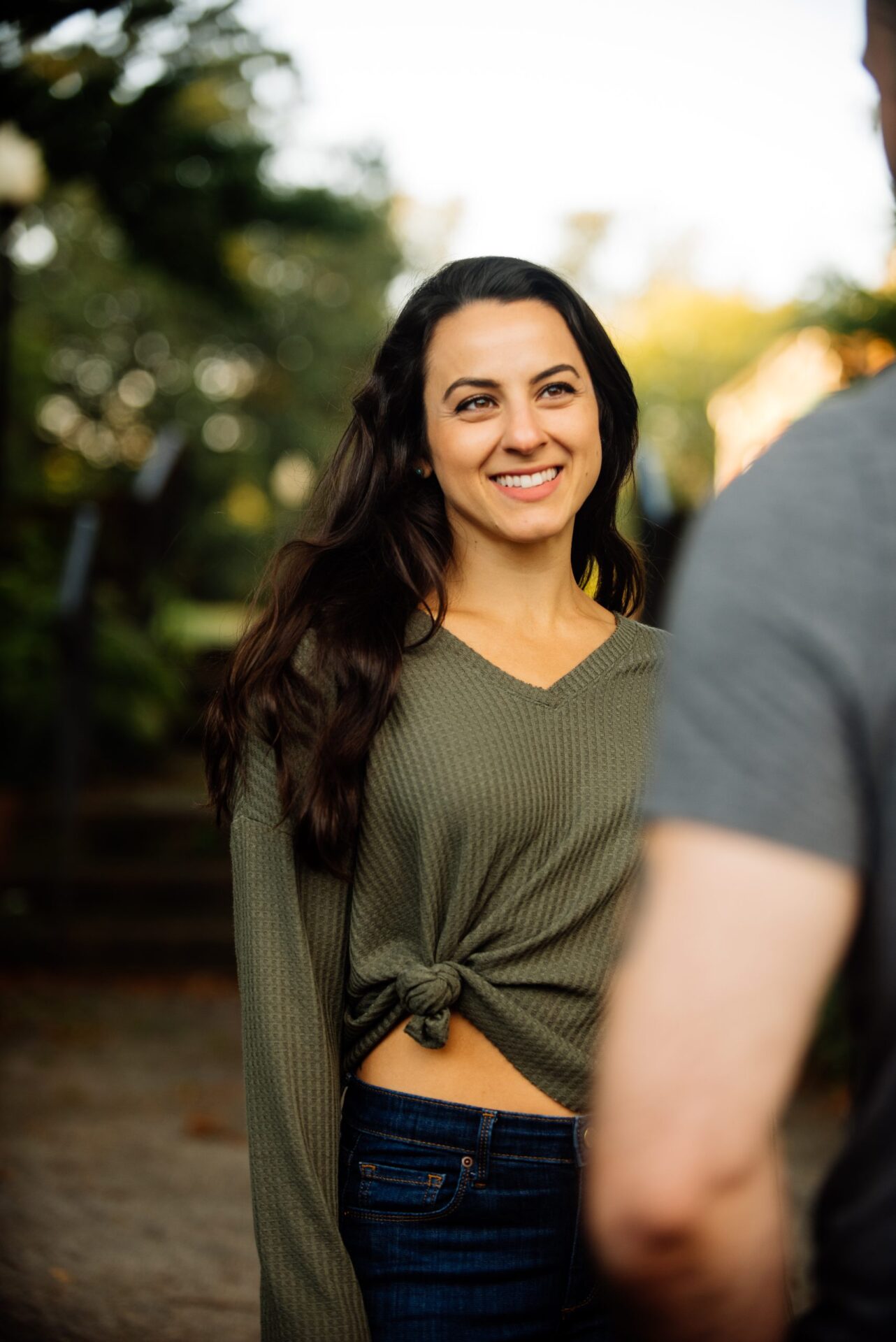 woman registered dietitian nutritionist smiling at man in park